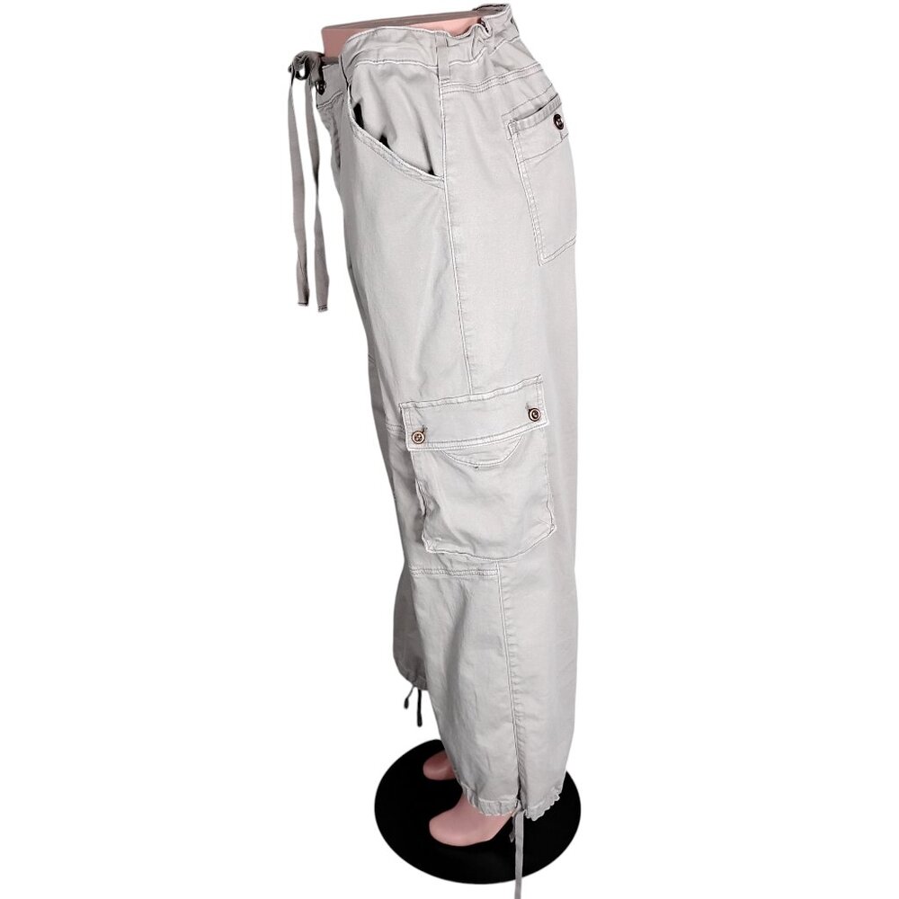 Anthro Pilcro Wide Legs Cargo Pants Size 32 P Waist Hems Drawstring Multi Pocket - Picture 5 of 16